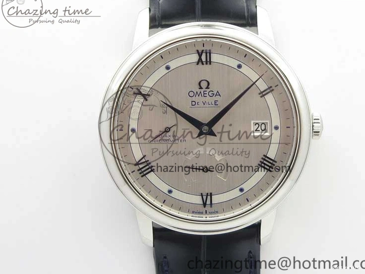 0312 Timeless De Ville Prestige Real PR SS ZF 1:1 Best Edition Gray Dial Blue Markers on Blue Leather Strap MIYOTA 7936